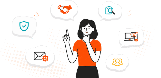 生成AIの活用を思い浮かべる女性のイラスト
