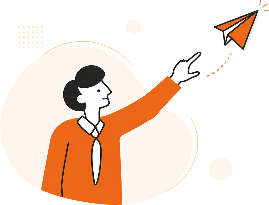 紙飛行機を飛ばす人のイラスト